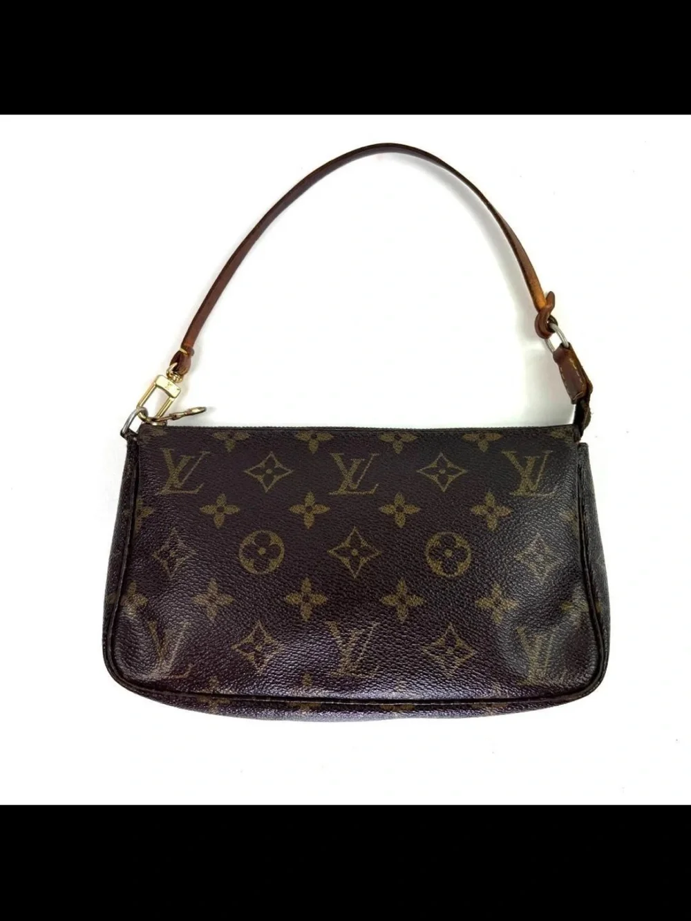 Louis Vuitton Monogram Canvas Shoulder Bag in Brown with Gold Hardware